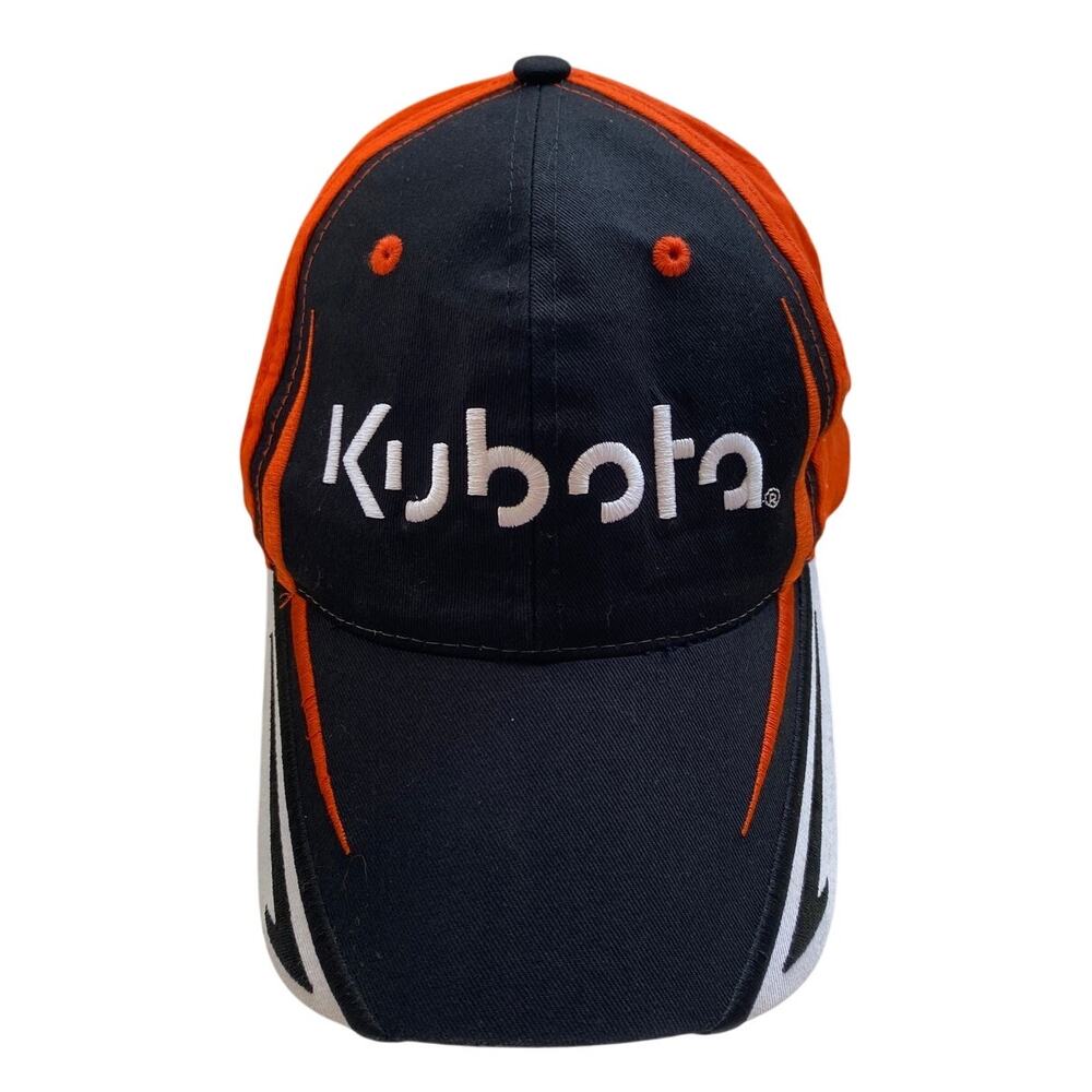 Kubota Tractor Flame Adjust Black With Embroidered Flames Design KPro Cap Hat